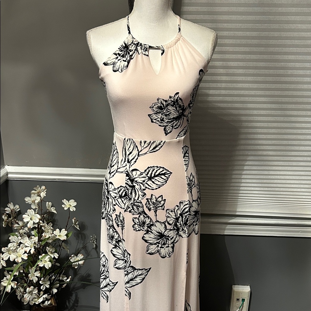 Candie's Pink and Black Floral Maxi Dress